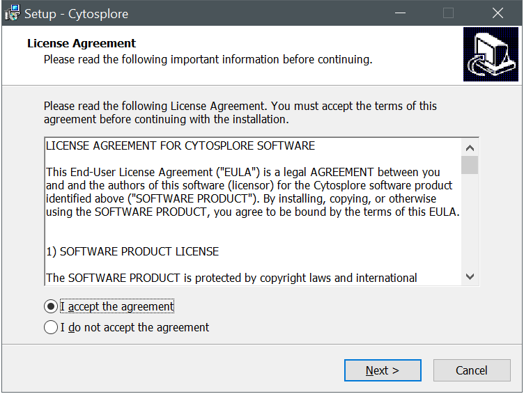 Cytosplore Installer License Dialog