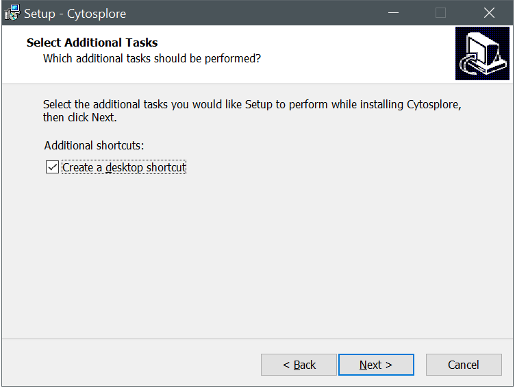 Cytosplore Installer Desktop Shortcut Dialog